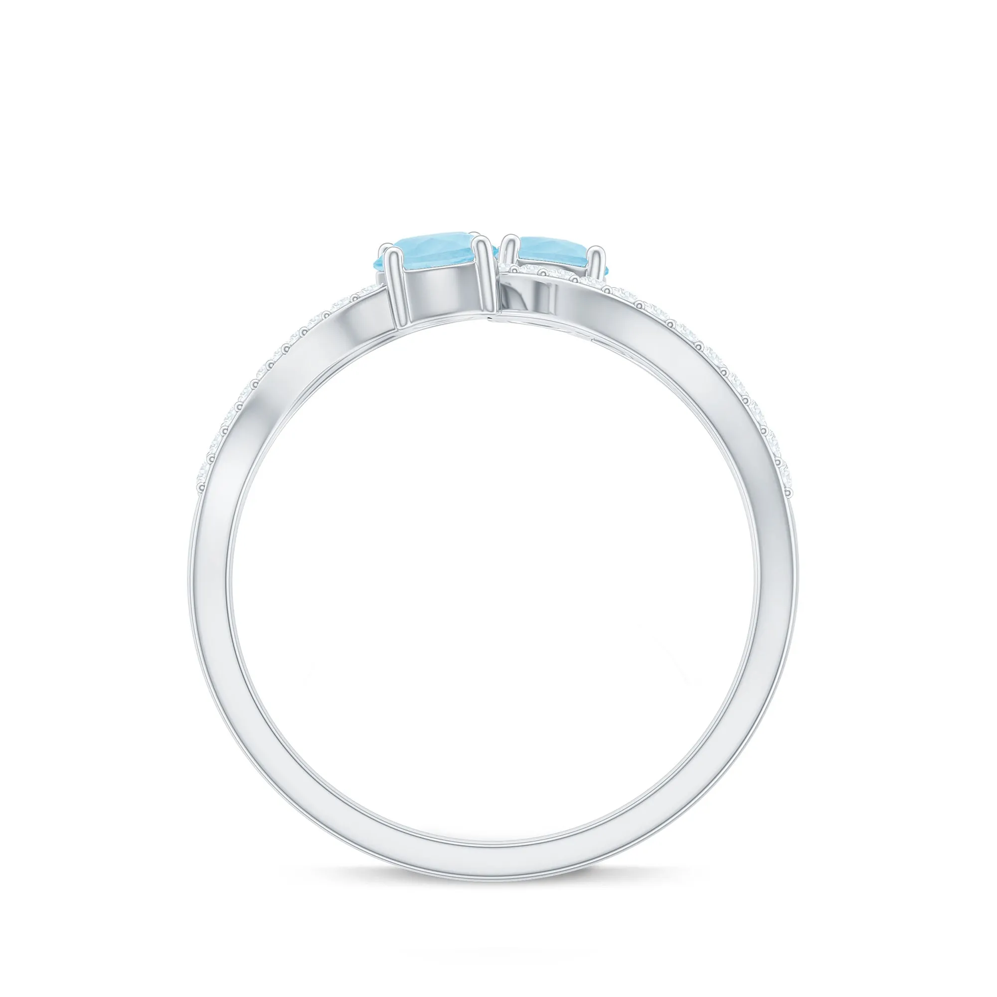 1 CT Minimal Aquamarine and Diamond Engagement Ring