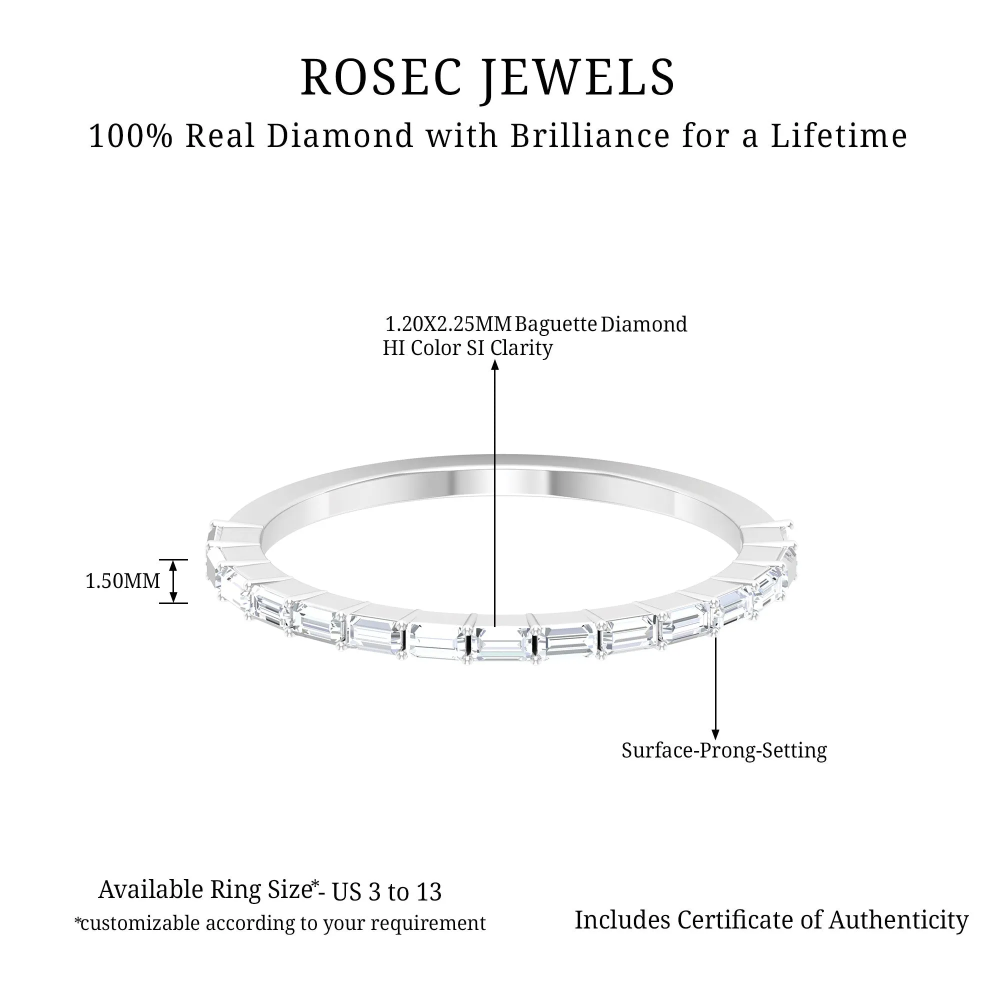 1/2 CT Diamond Stackable Ring in Shared Prong Setting