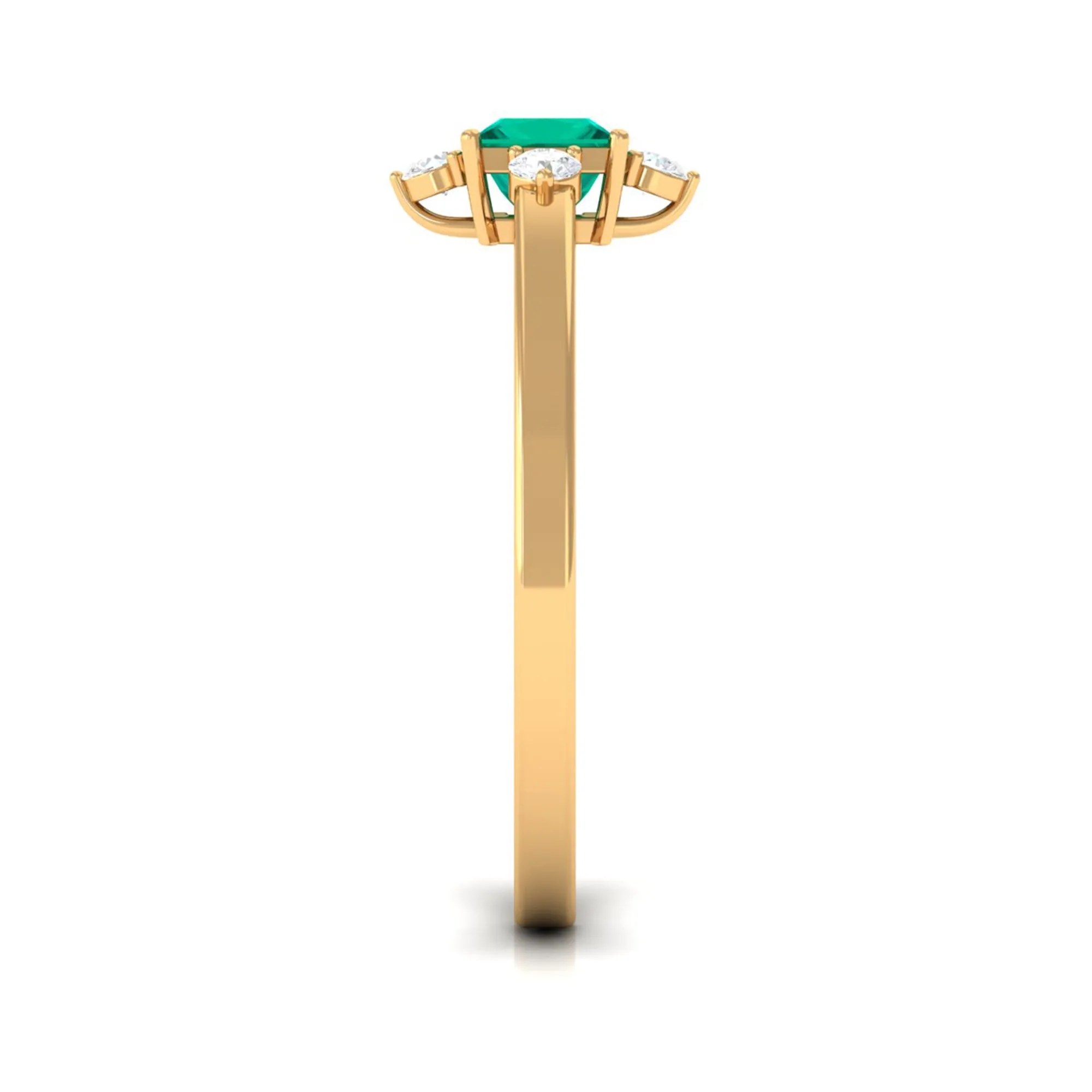 1/2 CT Princess Cut Emerald Minimal Ring with Diamond