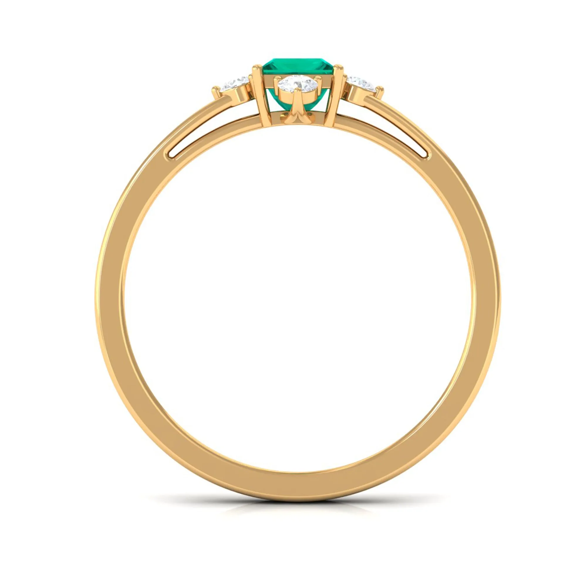 1/2 CT Princess Cut Emerald Minimal Ring with Diamond