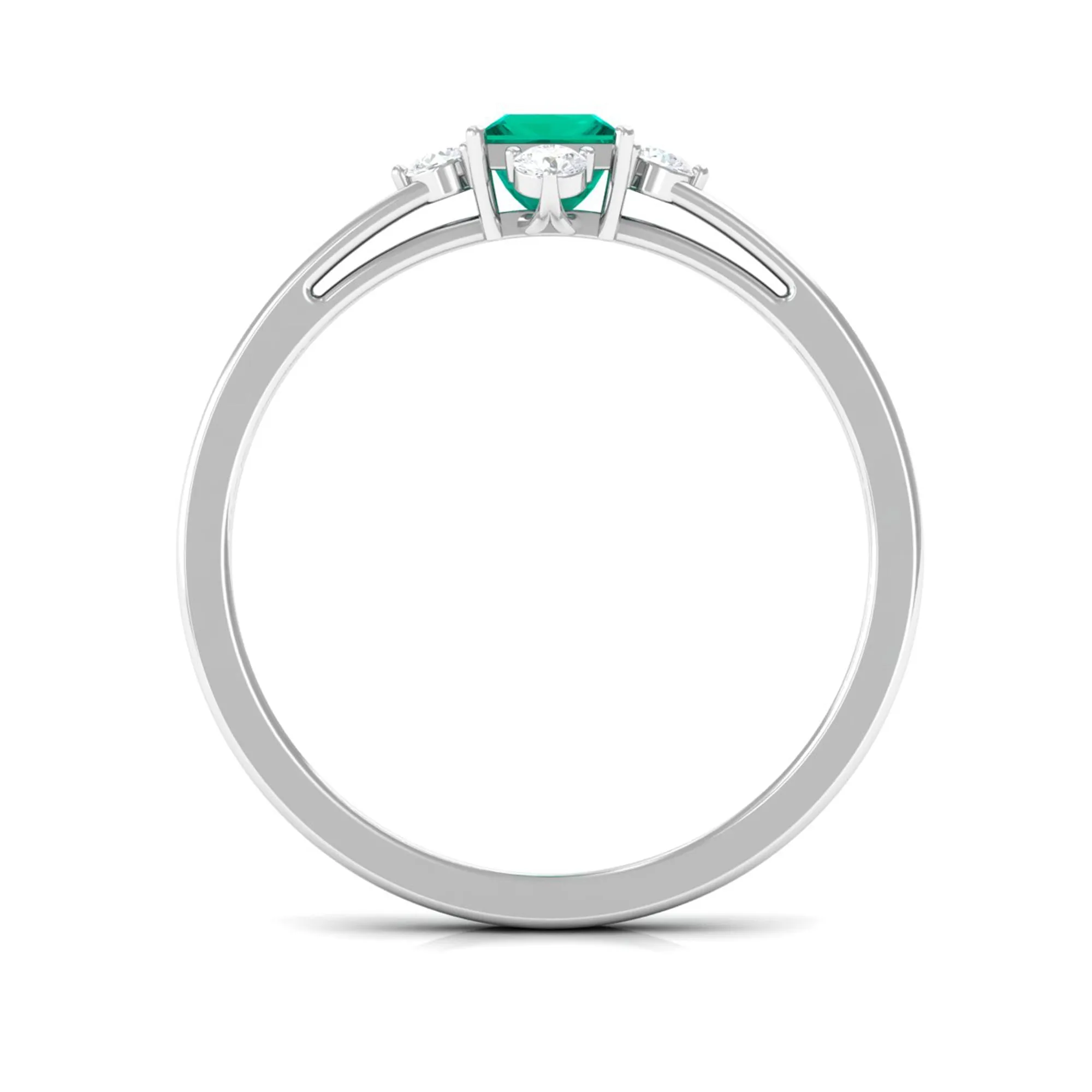 1/2 CT Princess Cut Emerald Minimal Ring with Diamond