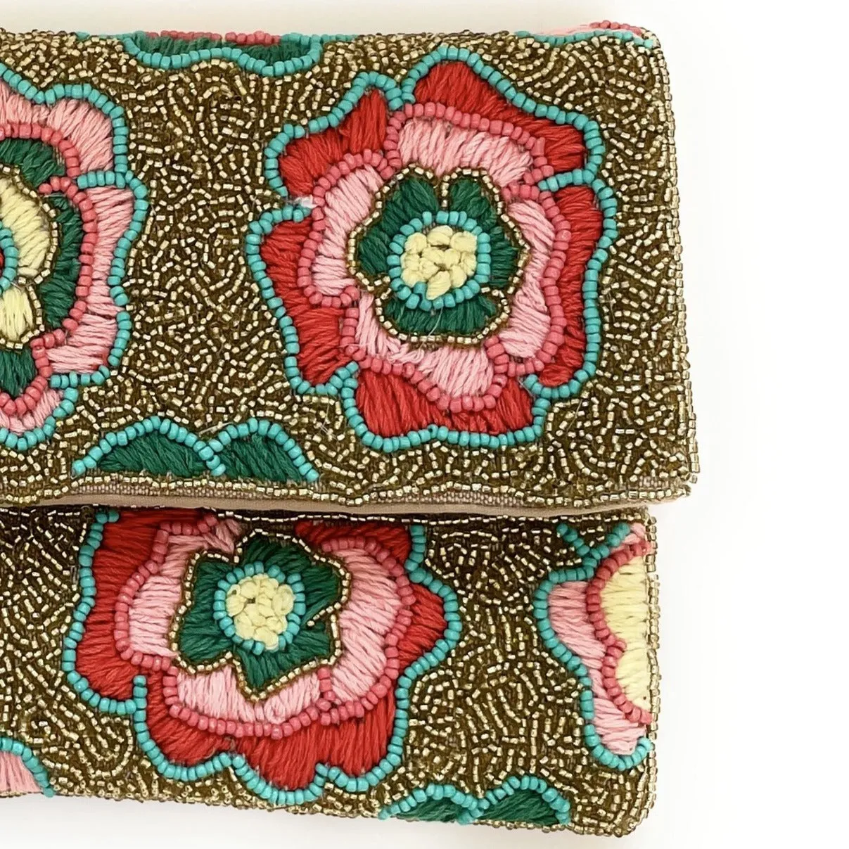 Adela Floral Beaded Clutch Purse