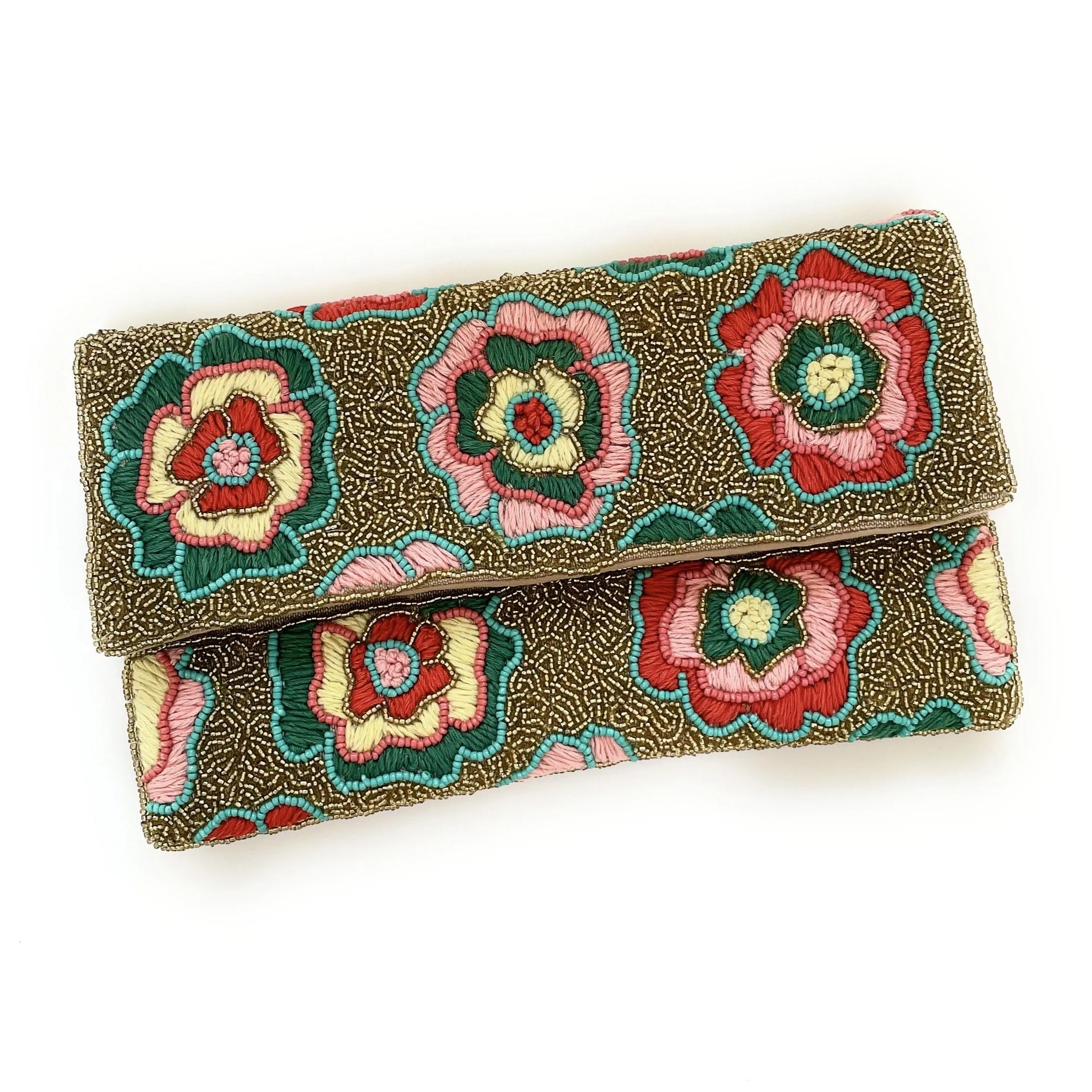 Adela Floral Beaded Clutch Purse