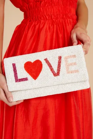 All You Need White Multi Beaded Clutch