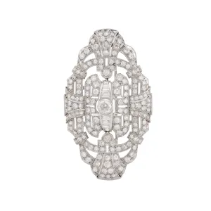 Art Deco 8 Carat Total Weight Diamond Platinum Brooch