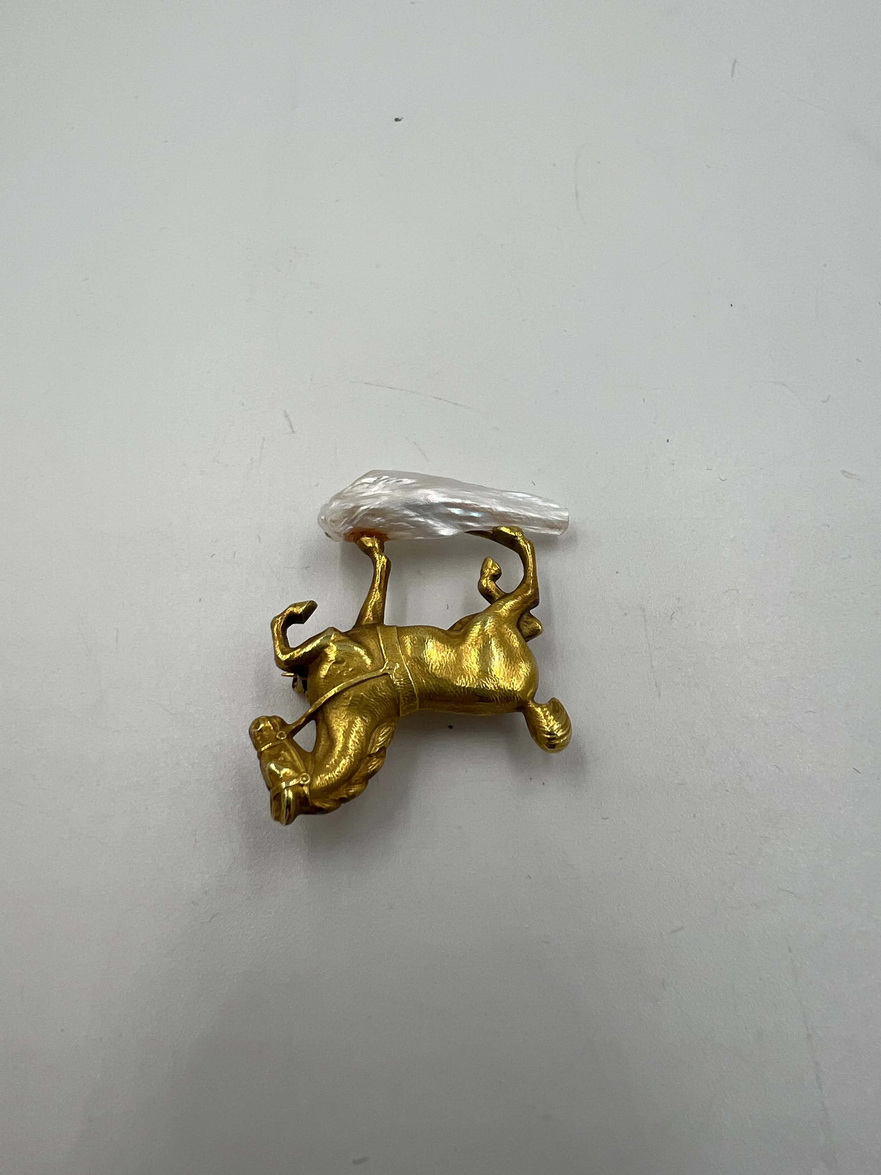 Art Nouveau Yellow Gold Horse On A Pearl Rock Brooch Circa 1900