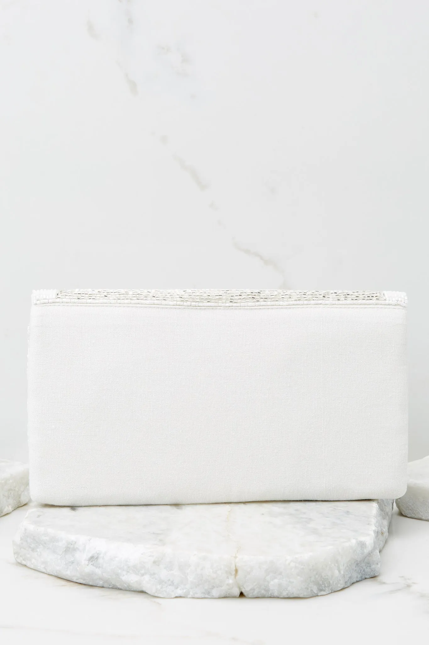 Be My Bridesmaid White And Silver Beaded Clutch