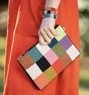 Beaded Clutch | Ink & Alloy | Annabella Checkered | Multicolor | Pre Order