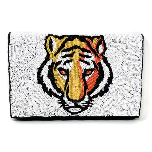 Beaded Tiger Clutch Purse