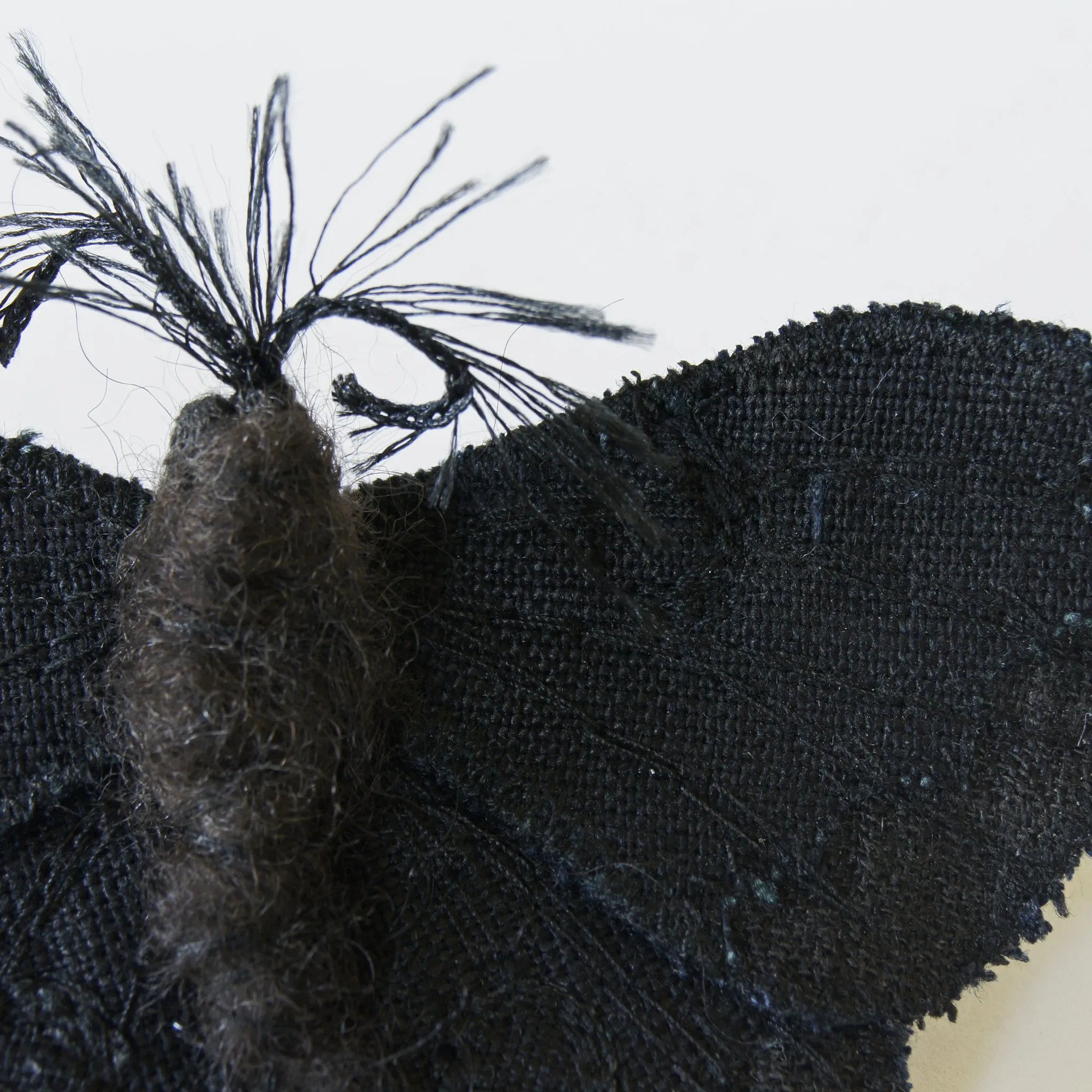 Black & White Luna Moth Fiber Art Brooch Collaboration with Nuit Clothing Atelier