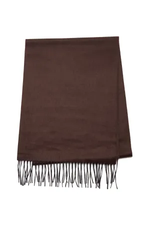 Blaine Fringe Scarf in Chocolate Melange Silk Cashmere