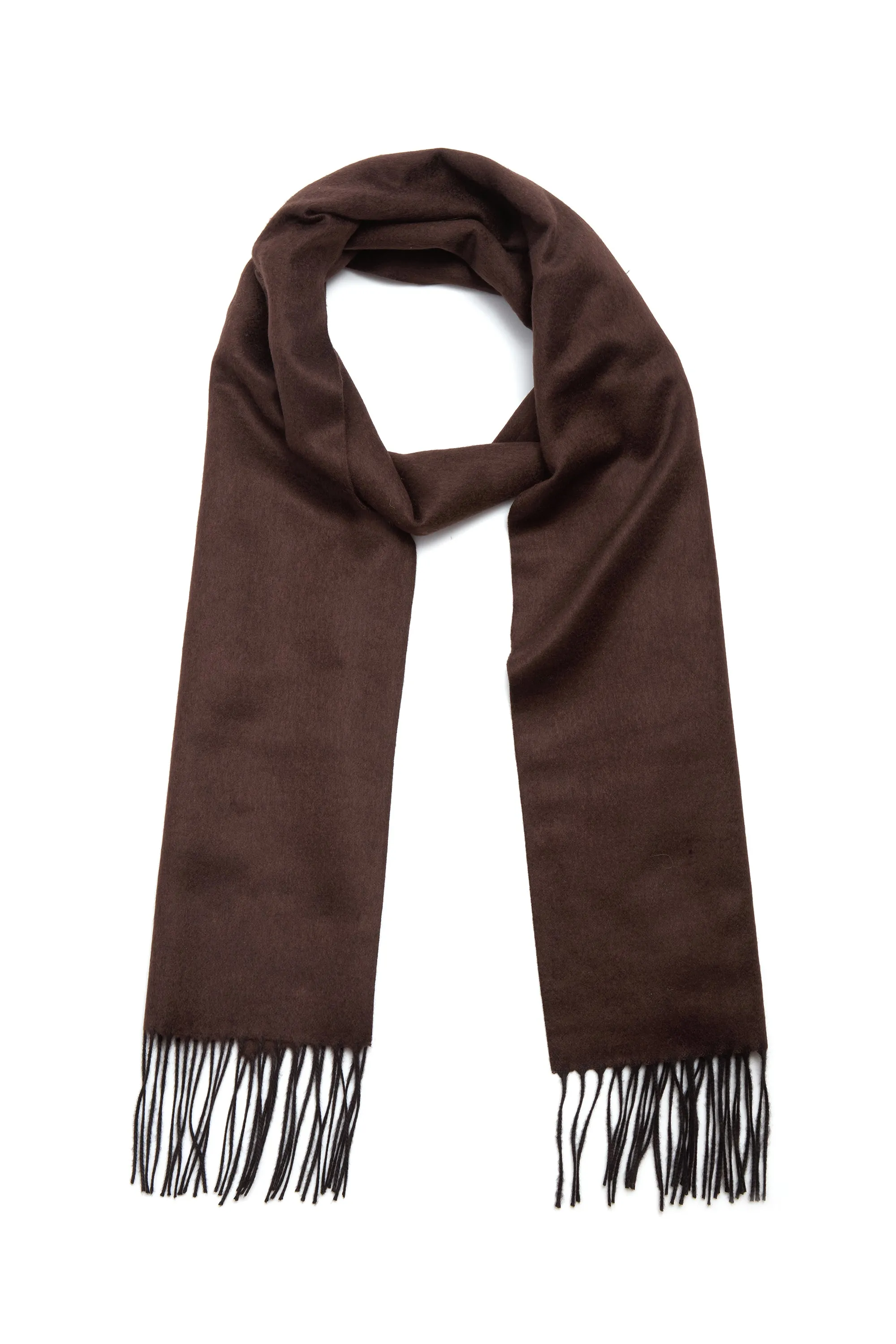 Blaine Fringe Scarf in Chocolate Melange Silk Cashmere