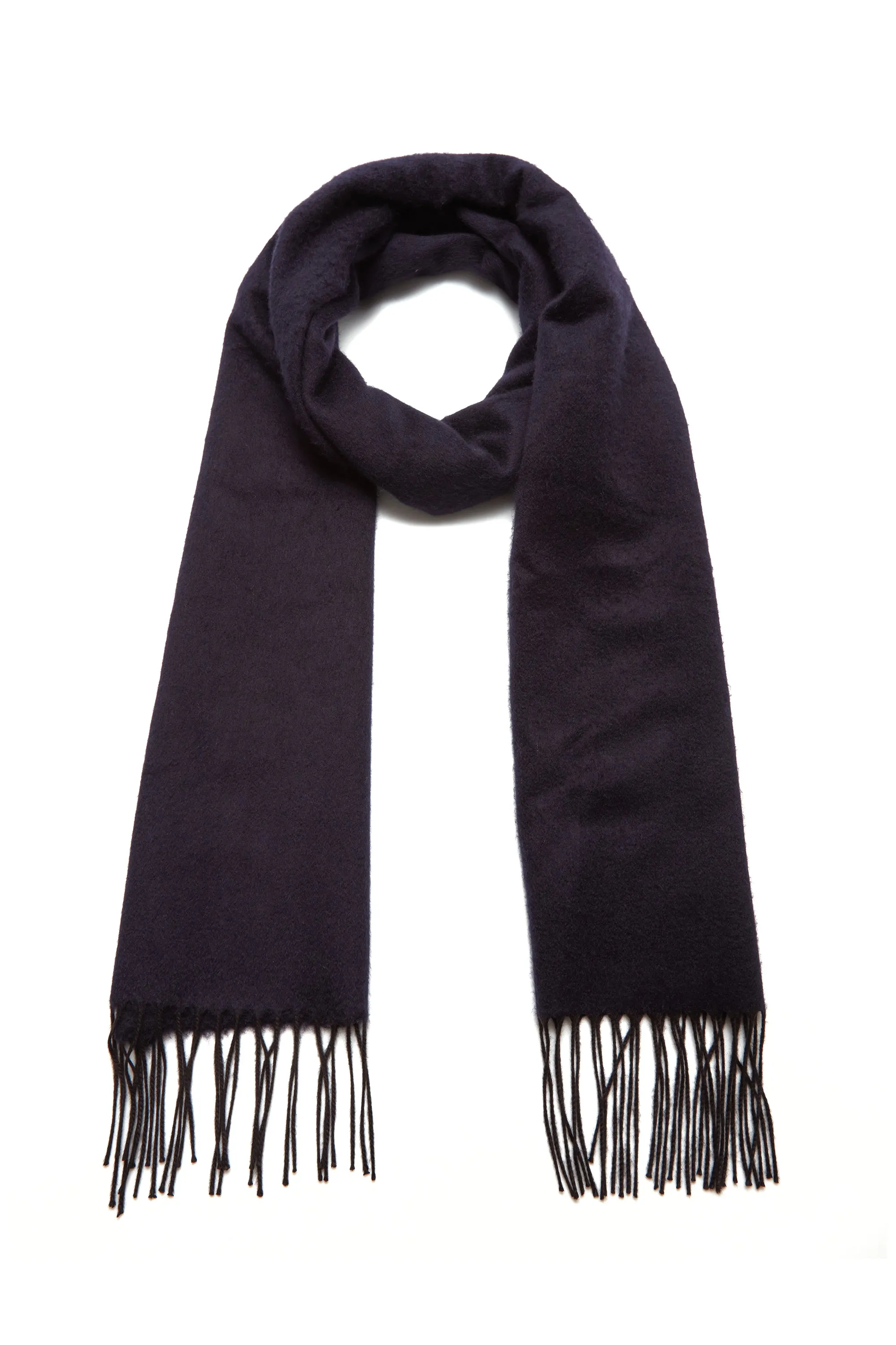 Blaine Fringe Scarf in Dark Navy Silk Cashmere