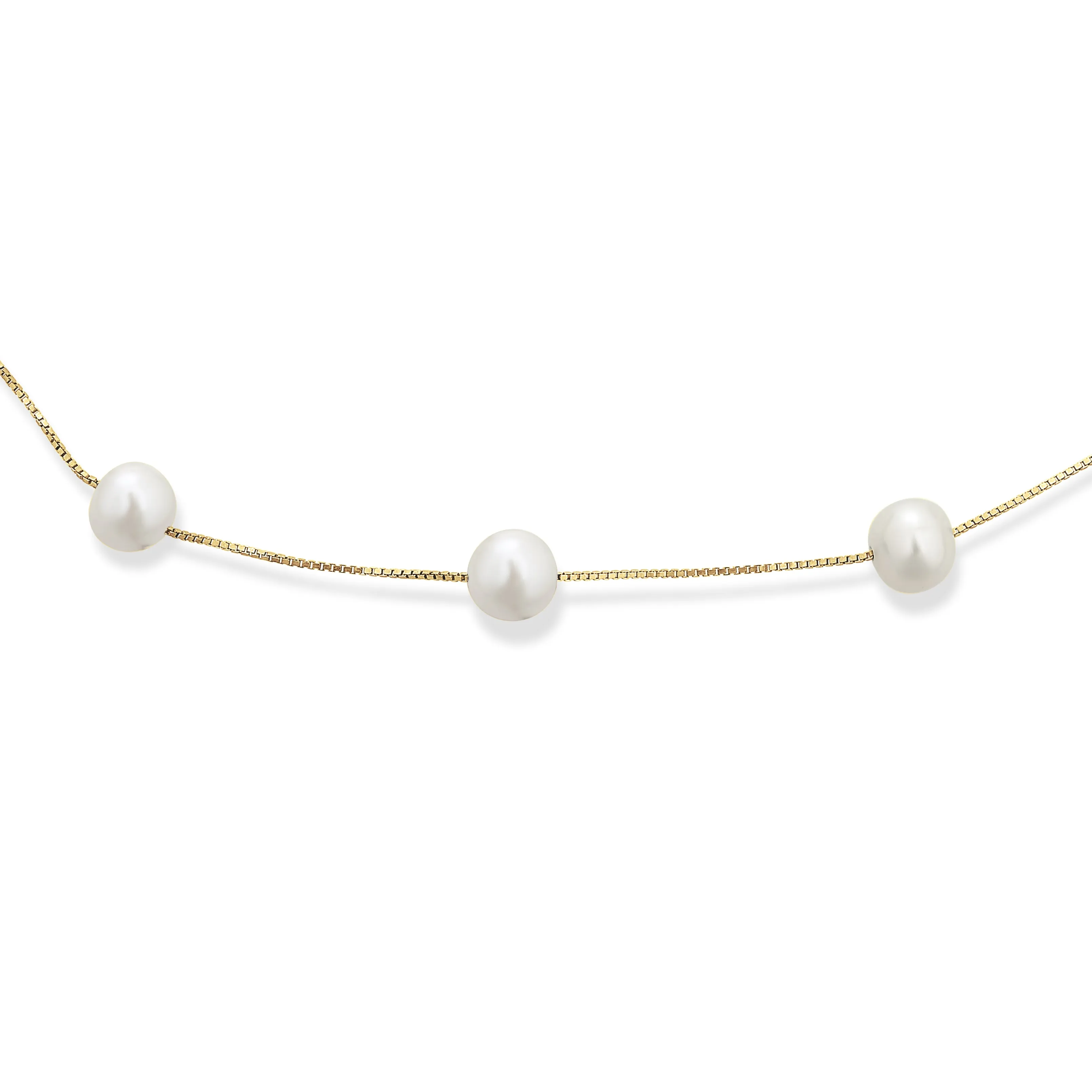 Bridal Tin Cup Pearl Strand Necklace Multi-Color Freshwater Pearls Gold Plated Silver