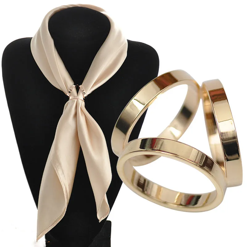 BS044 Silk Scarf Jewelry Accessories Buckle Shawl Ring Clip Tricyclic Scarves Buckle Luxurious Simple Women Girl Party Gif