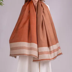 Burnt Orange and Natural Pashmina Cashmere Shawl