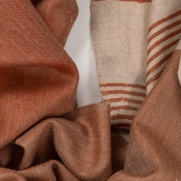 Burnt Orange and Natural Pashmina Cashmere Shawl