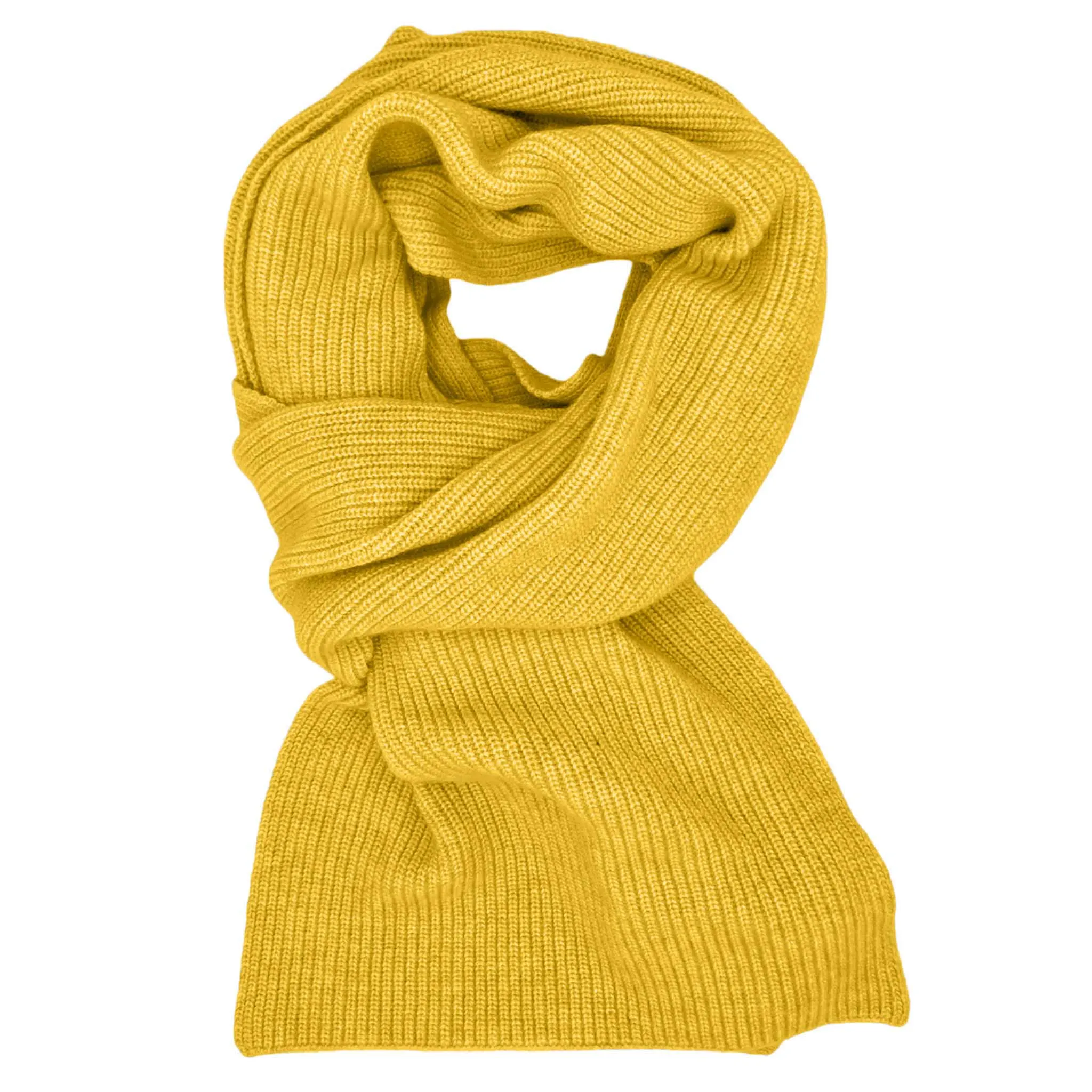 Cashmere Blend Rib Scarf - Yellow