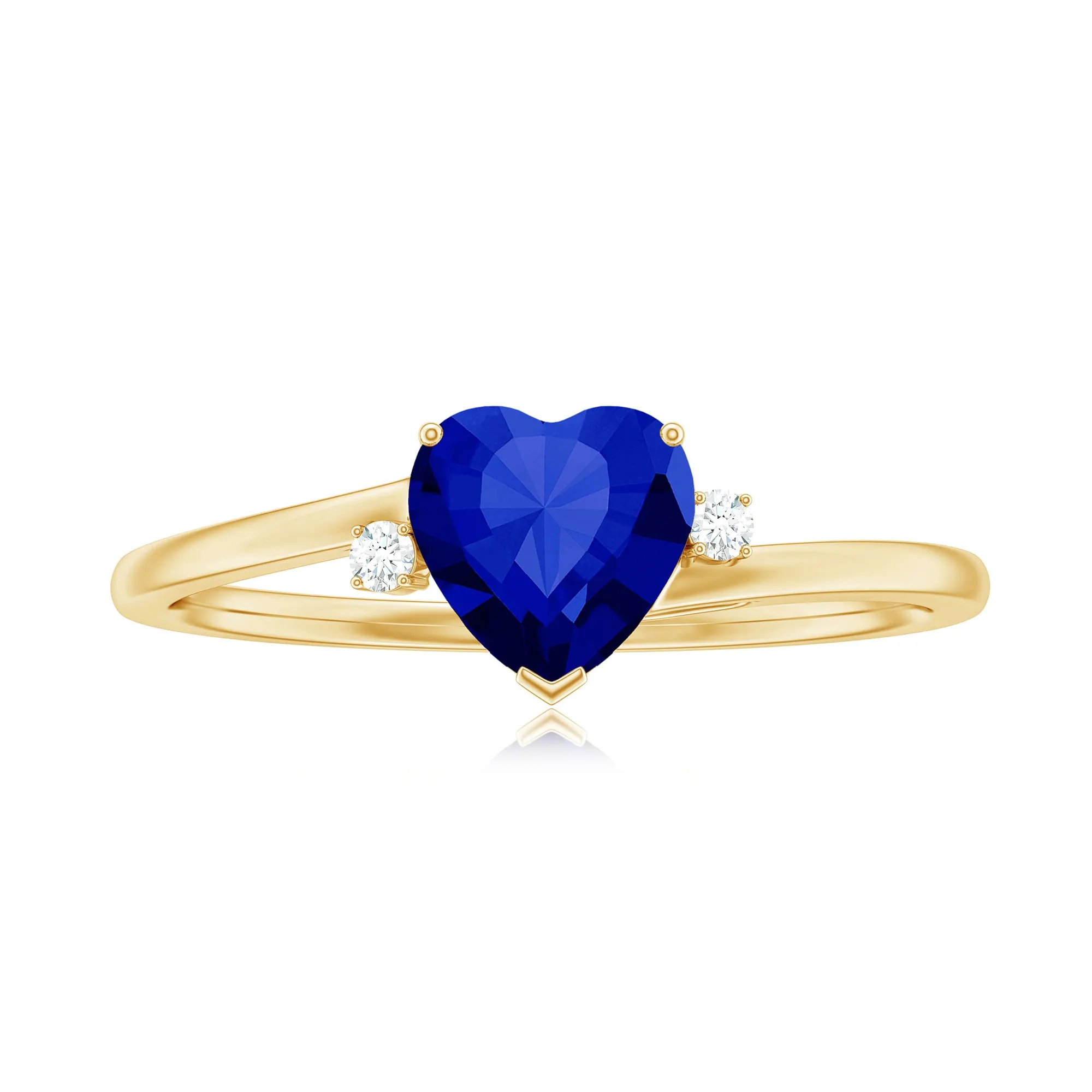 Certified Lab Grown Blue Sapphire Minimal Heart Solitaire Promise Ring