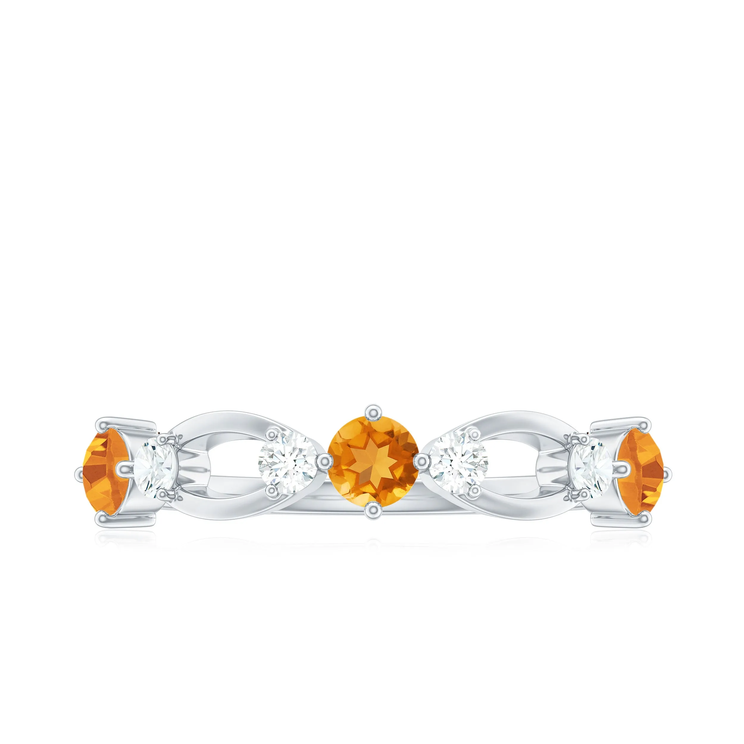 Citrine and Diamond Minimal Promise Eternity Ring
