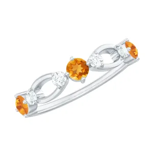 Citrine and Diamond Minimal Promise Eternity Ring