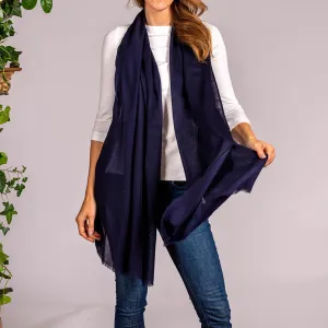 Classic Midnight Navy Cashmere and Silk Wrap