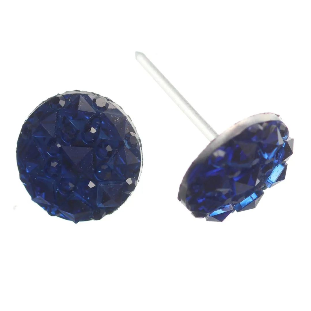 Crocodile Button Studs Hypoallergenic Earrings for Sensitive Ears Made with Plastic Posts