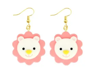 Cute Lion Face Dangle Earrings | Tiny Cute Animal Earrings | Lion Lover Dangle Drop Earring