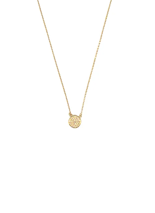 Dainty CZ Disc Necklace Gold