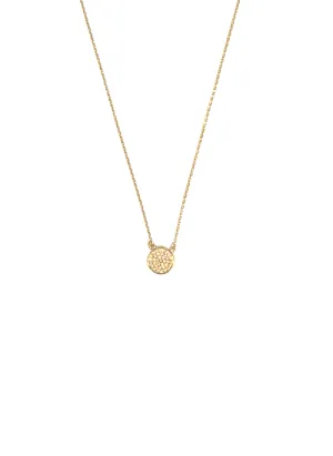 Dainty CZ Disc Necklace Gold