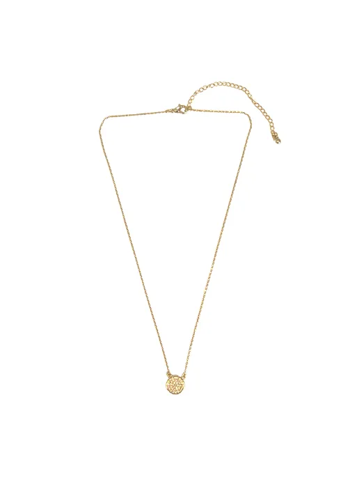 Dainty CZ Disc Necklace Gold