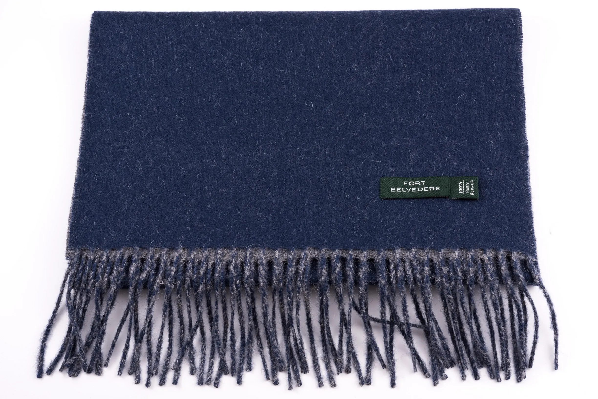 Dark Blue & Gray Double Sided Alpaca Scarf