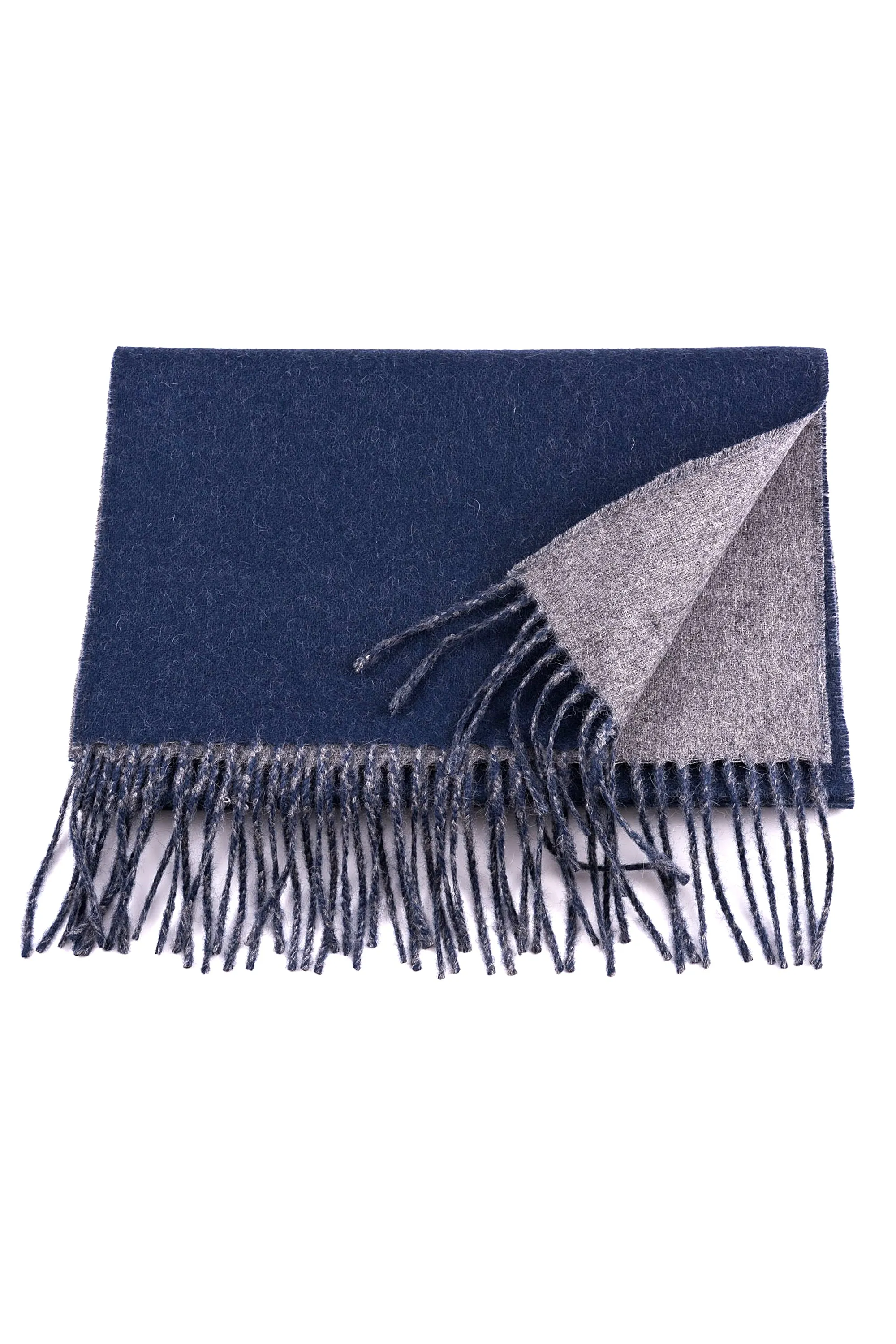 Dark Blue & Gray Double Sided Alpaca Scarf