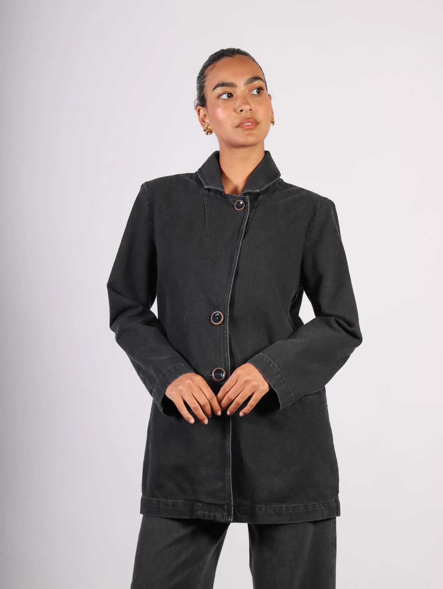 Delphi Denim Blazer in Black by Rodebjer