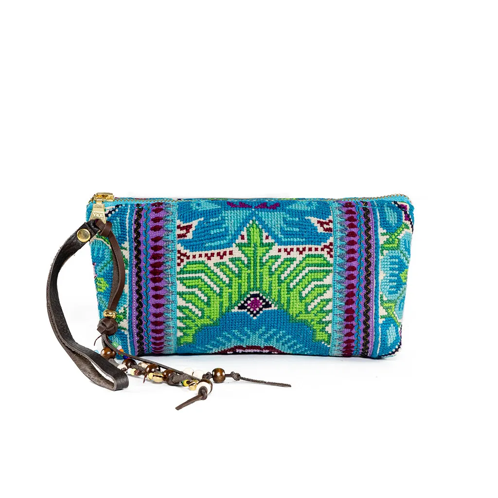 Eliz Beaded Charm Clutch Blue