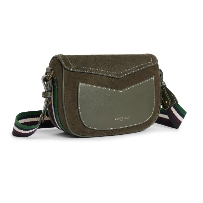 Fairfax & Favor Boston Ladies Suede Handbag - Moss Green