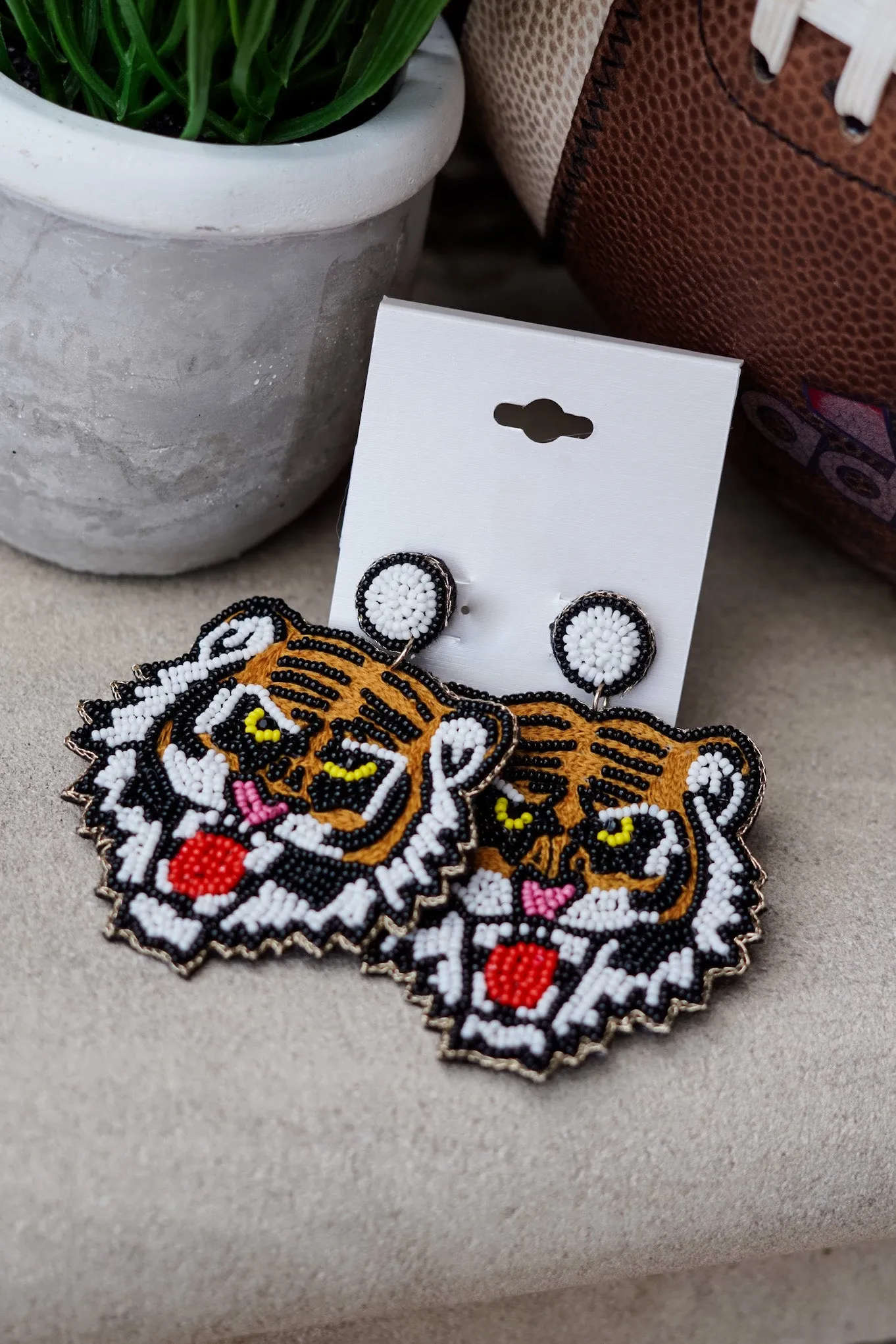 Fierce Tiger Embellished Earrings