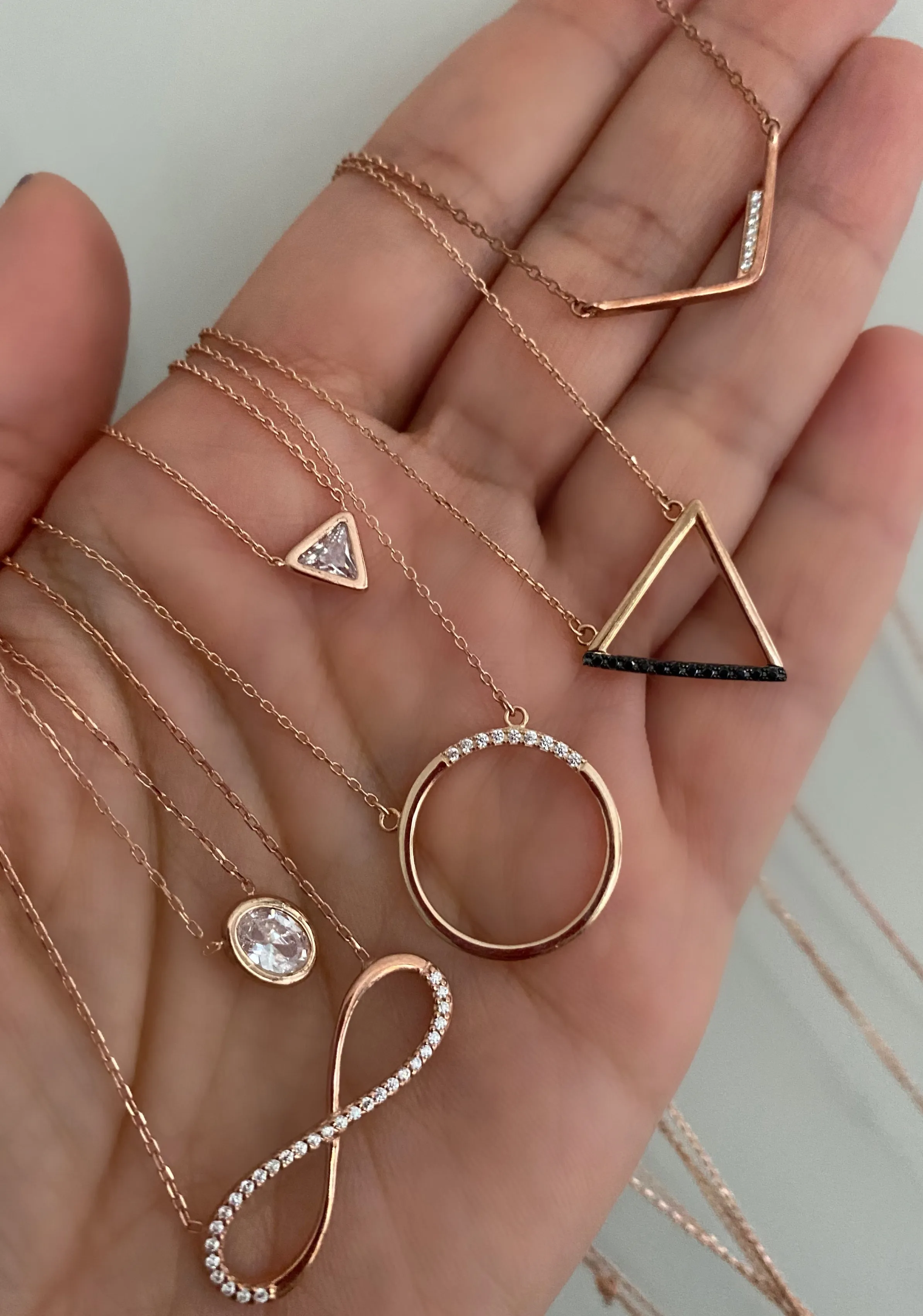 Geometric minimalist necklaces