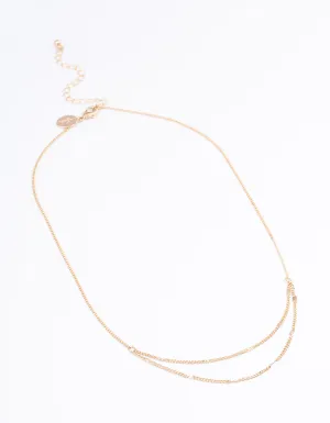 Gold Clamped Cable Double Necklace