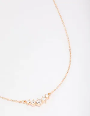 Gold Graduating Diamante Layered Chain Necklace