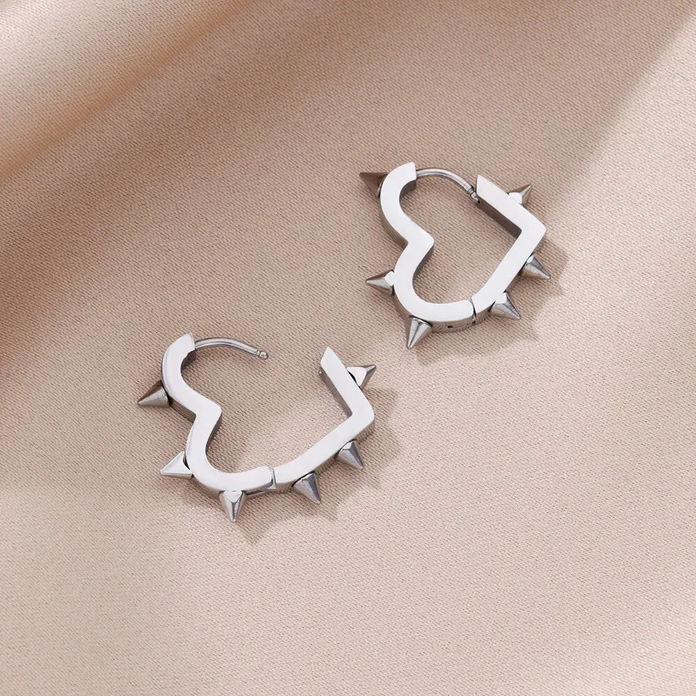 Heart Spiked Hoop Earrings