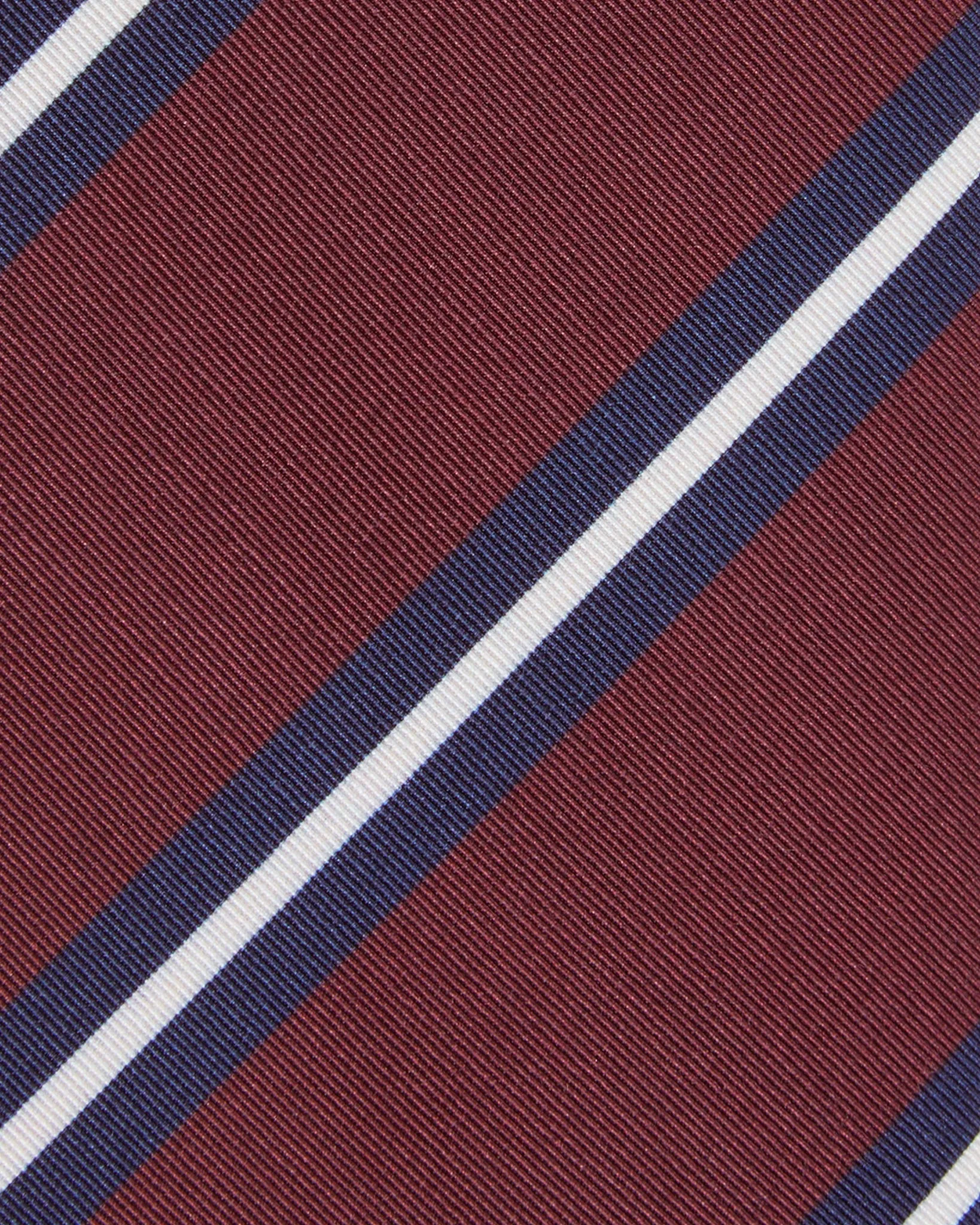 Irish Poplin Tie in Burgundy/Navy/White Stripe