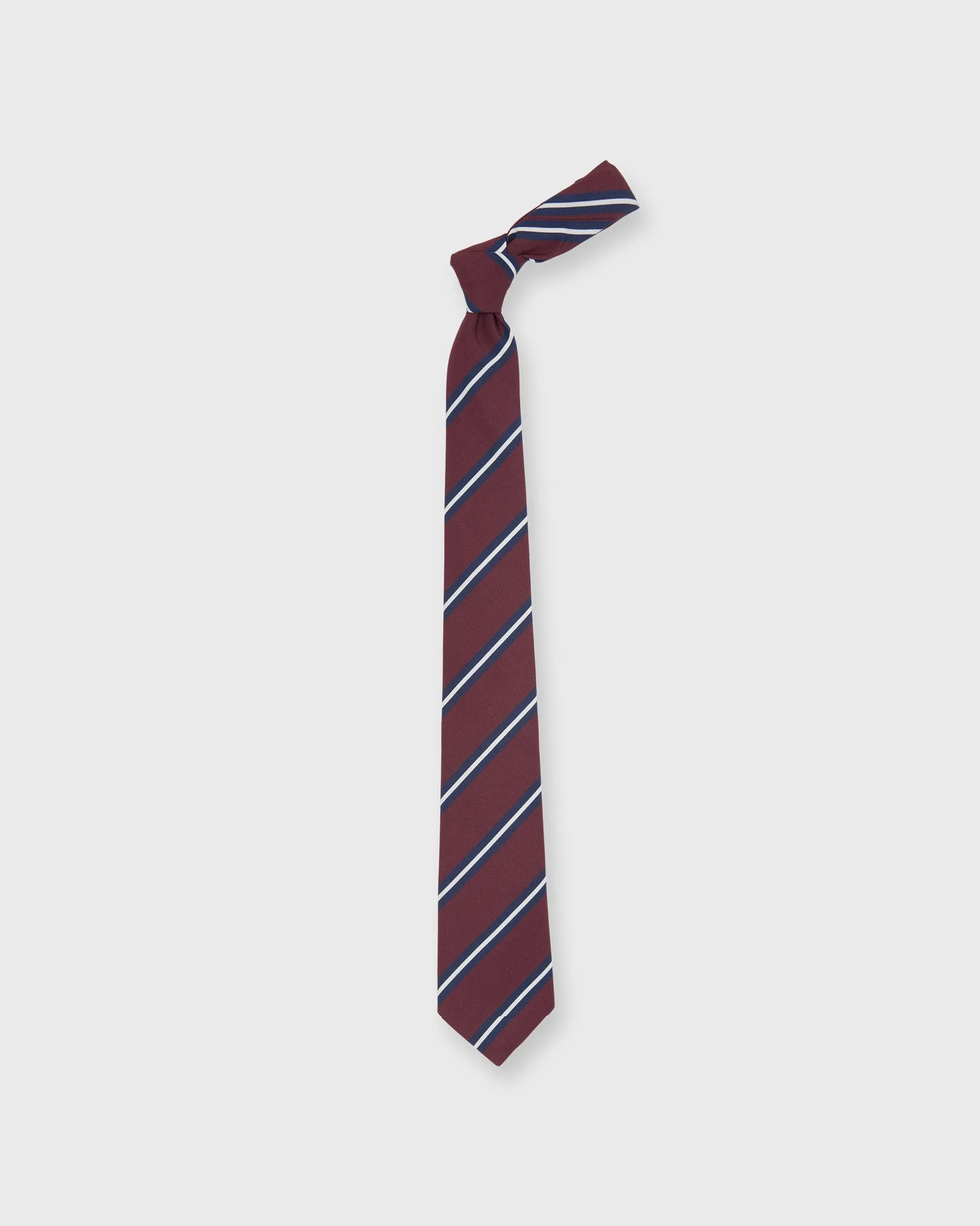 Irish Poplin Tie in Burgundy/Navy/White Stripe