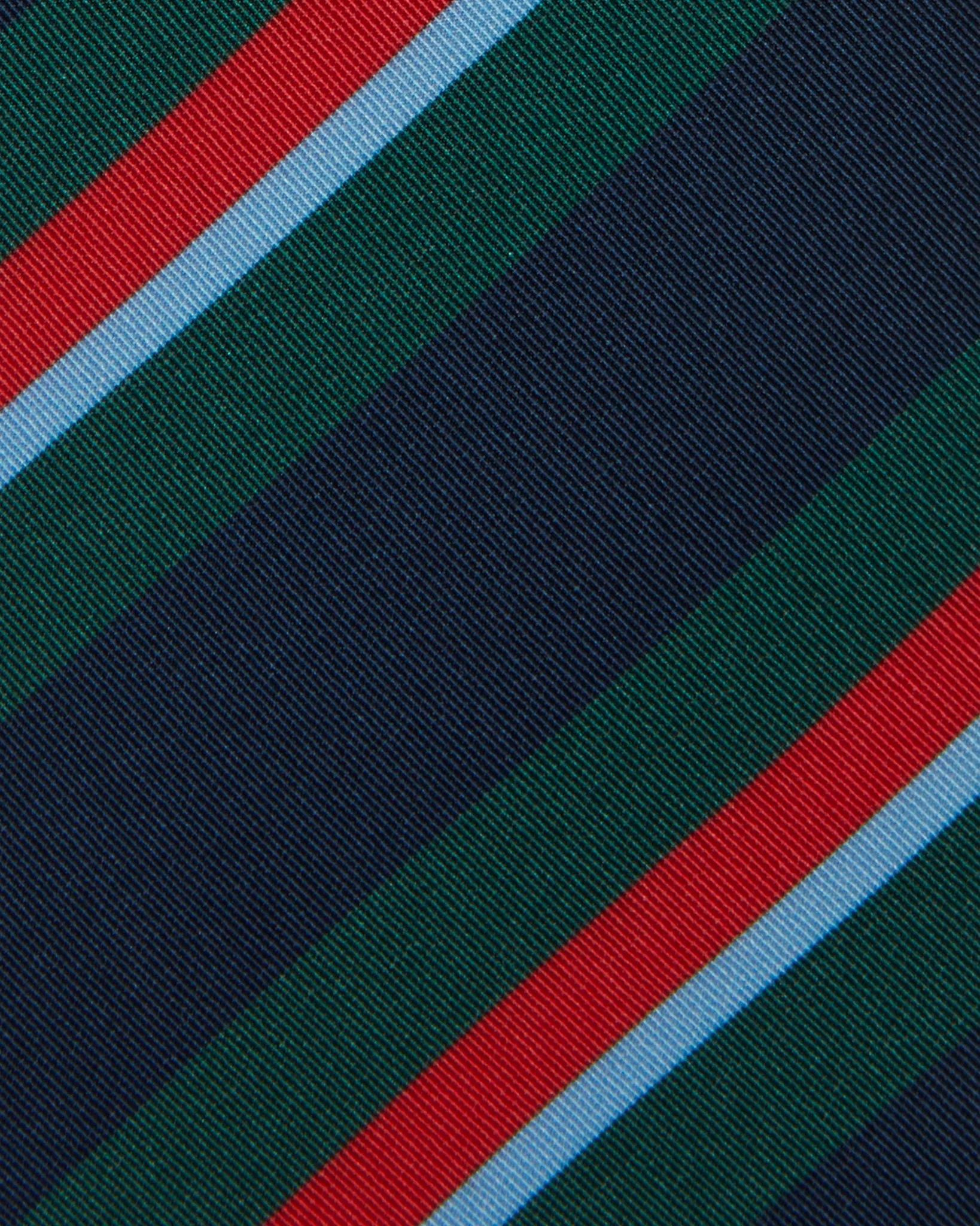 Irish Poplin Tie in Navy/Hunter/Red/Sky Stripe