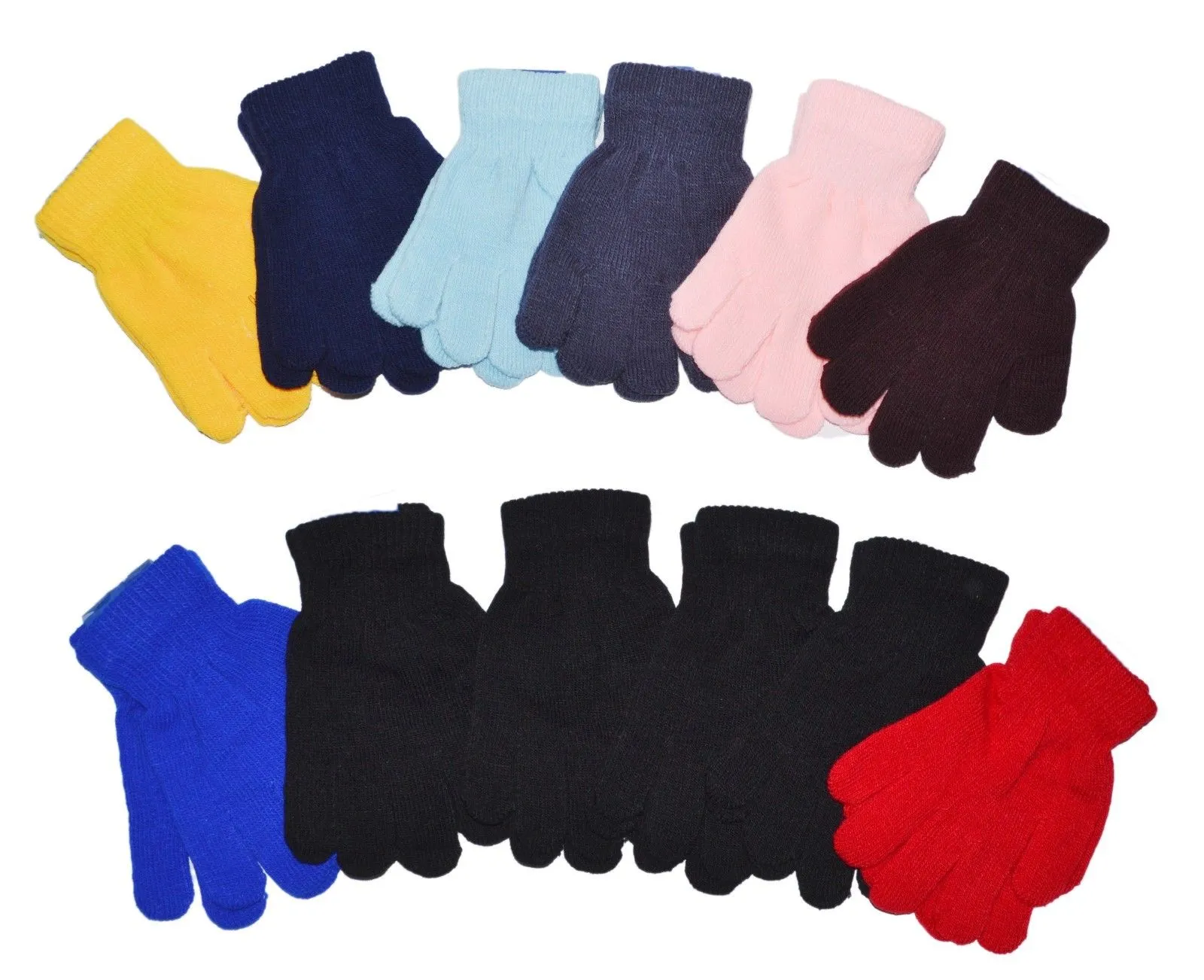 Kids Boys Girls Children Magic Knit Plain Stretchy Gloves One Size Fits All K9800