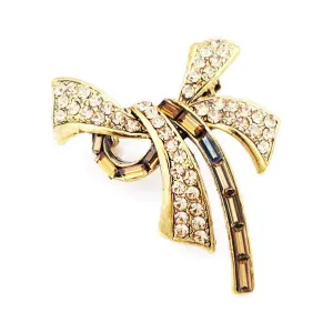 LUX Gold Ribbon Brooch with Swarovski Rhinestones