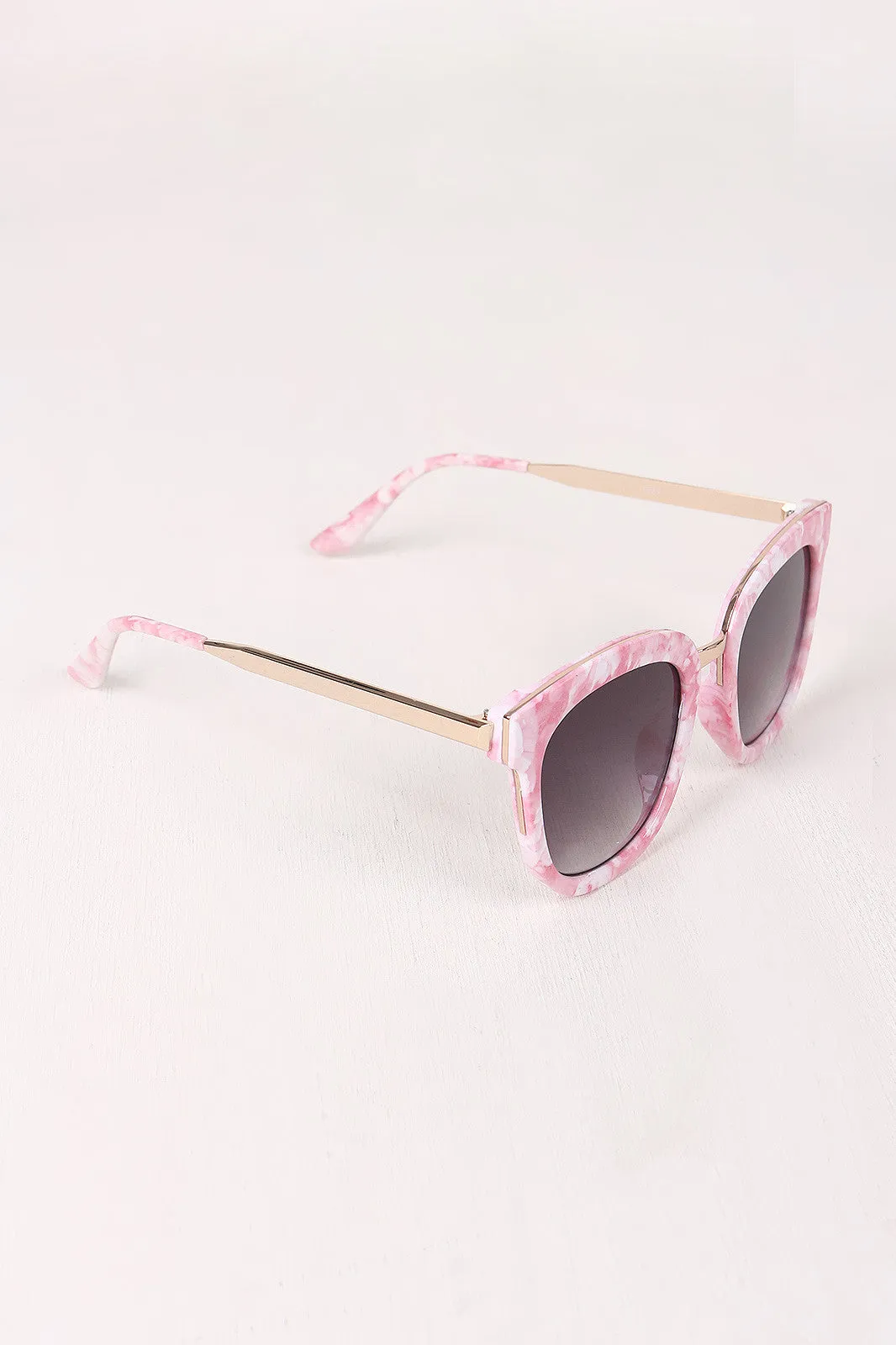 Marble Accent Plastic Frame Cat Eye Sunglasses