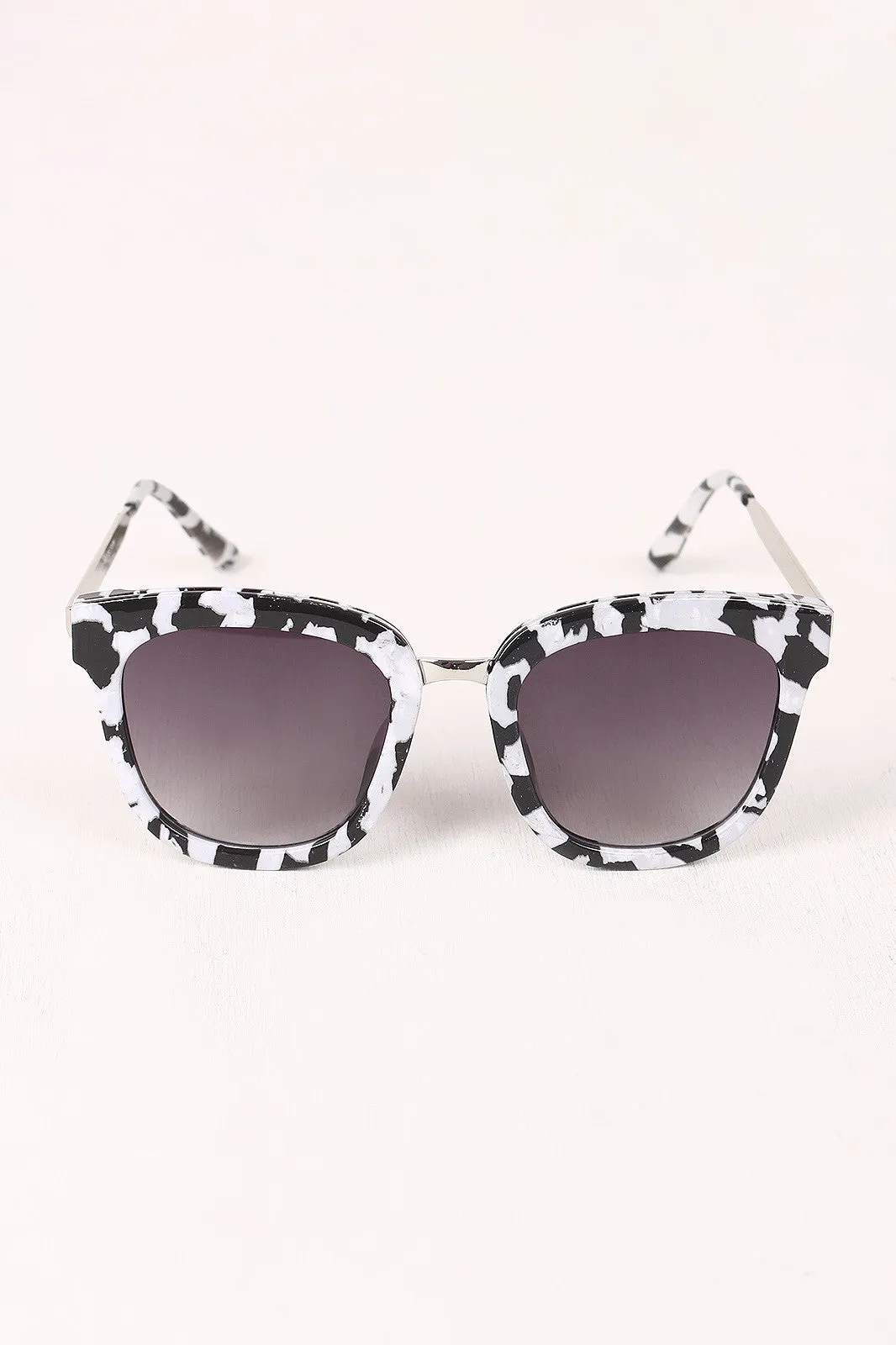 Marble Accent Plastic Frame Cat Eye Sunglasses