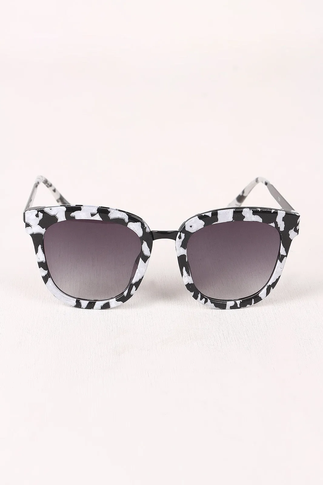 Marble Accent Plastic Frame Cat Eye Sunglasses