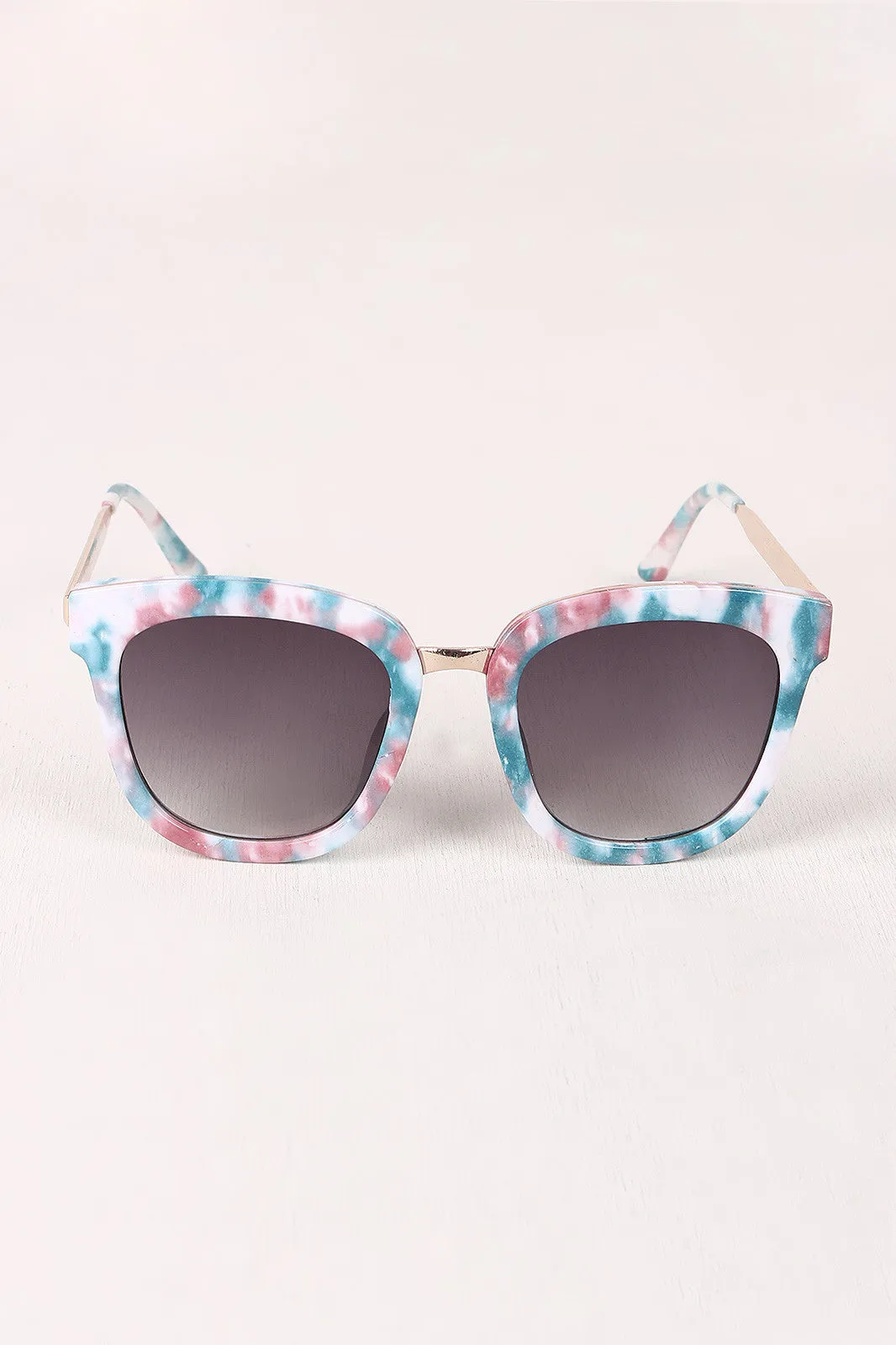 Marble Accent Plastic Frame Cat Eye Sunglasses